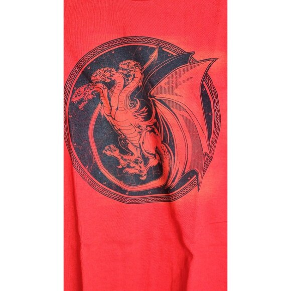 Delta Pro Weight Red XL Crew Neck Short Sleeve Dragon Graphic Cotton Men T-Shirt - Picture 13 of 13